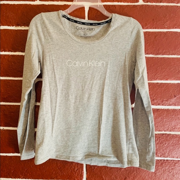 Calvin Klein Pajama Long Sleeve Grey Top - Picture 1 of 3